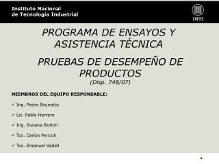 PROGRAMA DE ENSAY OS Y ASISTENCIA TÉCNICA