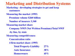 Marketing and Distribution Systems