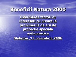 Beneficii Natura 2000