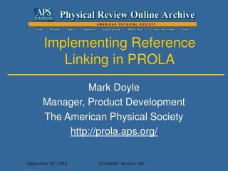 Implementing Reference Linking in PROLA