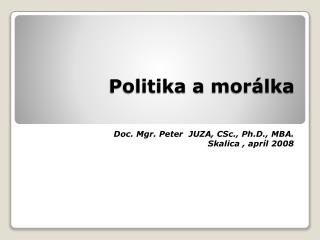 Politika a morálka