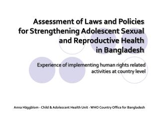 Experience of implementing human rights related activities at country level
