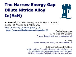 The Narrow Energy Gap Dilute Nitride Alloy In( AsN )