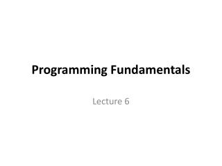 Programming Fundamentals