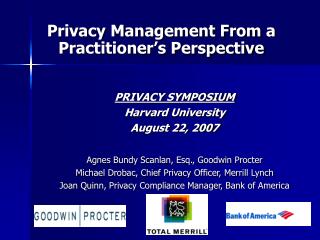 Privacy Management From a Practitioner’s Perspective