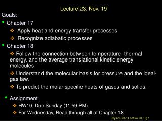 Lecture 23, Nov. 19