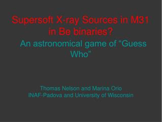 Supersoft X-ray Sources in M31 in Be binaries? An astronomical game of “Guess Who”