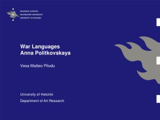 War Languages Anna Politkovskaya
