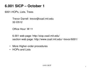 6.001 SICP – October 1