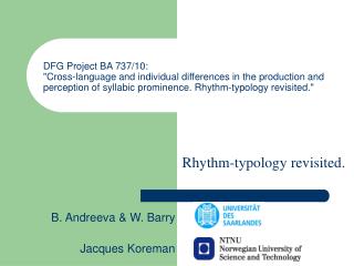 Rhythm-typology revisited.