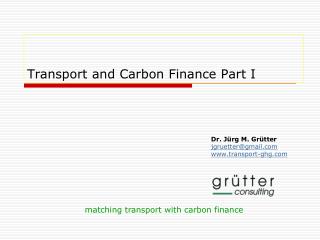 Transport and Carbon Finance Part I