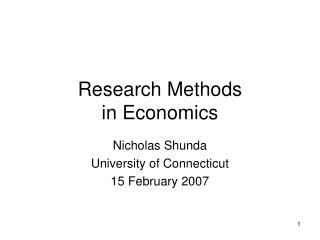 Research Methods in Economics