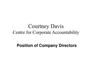 Courtney Davis Centre for Corporate Accountability