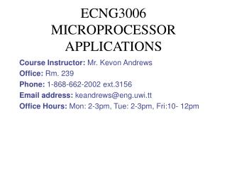 ECNG3006 MICROPROCESSOR APPLICATIONS