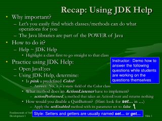 Recap: Using JDK Help
