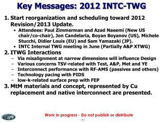 Key Messages: 2012 INTC-TWG