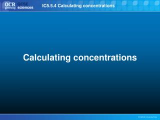 Calculating concentrations
