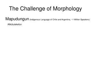The Challenge of Morphology