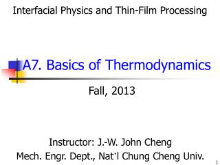 A7. Basics of Thermodynamics