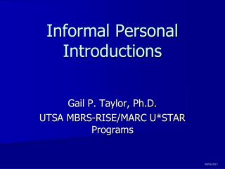 Informal Personal Introductions