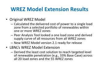 WREZ Model Extension Results