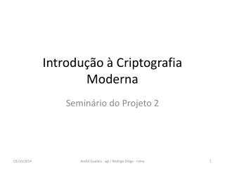 Introdução à Criptografia Moderna