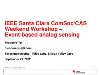 IEEE Santa Clara ComSoc/CAS Weekend Workshop – Event-based analog sensing