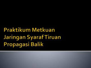 Praktikum Metkuan Jaringan Syaraf Tiruan Propagasi Balik