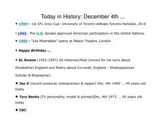 Today in History: December 4th ...