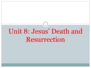 Unit 8: Jesus’ Death and Resurrection