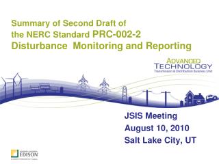 Summary of Second Draft of the NERC Standard PRC-002-2 Disturbance Monitoring and Reporting