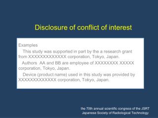 Disclosure of c onflict of interest