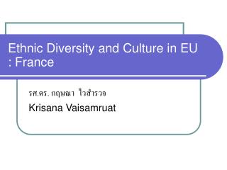 Ethnic Diversity and Culture in EU : France