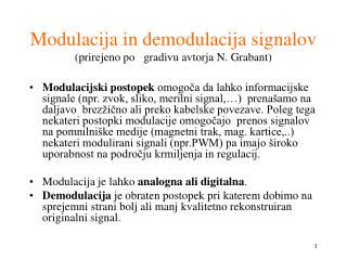 Modulacija in demodulacija signalov (prirejeno po gradivu avtorja N. Grabant)