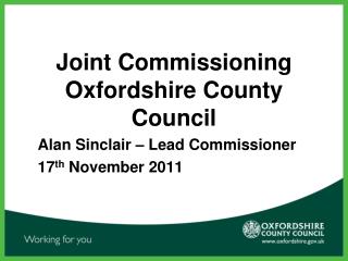 Joint Commissioning Oxfordshire County Council