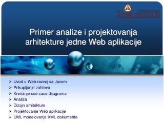 Primer analize i projektovanja arhitekture jedne Web aplikacije