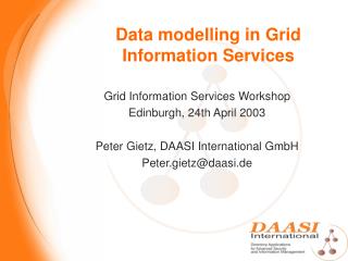 Data modelling in Grid Information Services