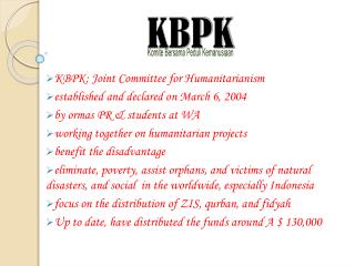 KBPK: Joint Committee for Humanitarianism established and declared on March 6, 2004