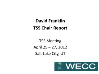 David Franklin TSS Chair Report TSS Meeting April 25 – 27, 2012 Salt Lake City, UT