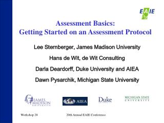 Assessment Basics: Getting Started on an Assessment Protocol