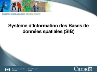 Système d’Information des Bases de données spatiales (SIB)