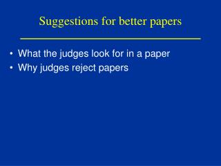 Suggestions for better papers