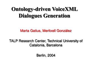 Ontology-driven VoiceXML Dialogues Generation