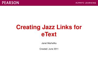 Creating Jazz Links for eText