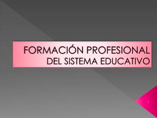 FORMACIÓN PROFESIONAL DEL SISTEMA EDUCATIVO