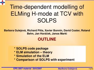 Time-dependent modelling of ELMing H-mode at TCV with SOLPS