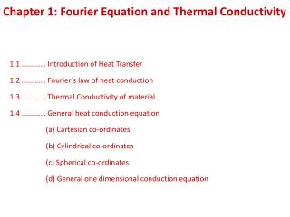 Chapter 1: Fourier Equation and Thermal Conductivity