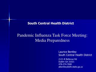 Pandemic Influenza Task Force Meeting: Media Preparedness