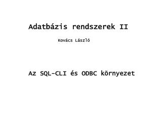 Adatbázis rendszerek II