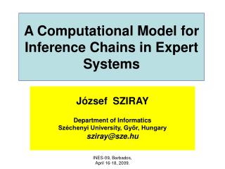 A Computational Model for Inference Chains in Expert Systems